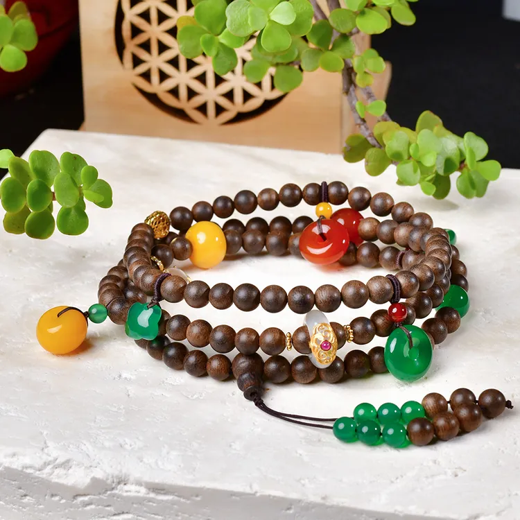 DOWES 沉香108颗手工香香长项链气质手串