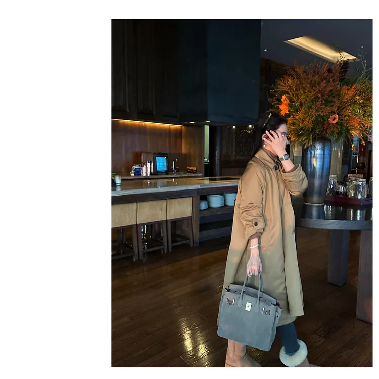 HDD- "自由轮廓" 90白鸭绒 冬季长款韩版宽松风衣羽绒服 Y9443