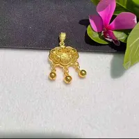 吊坠足银 【黄色流苏平安锁吊坠】不含项链
