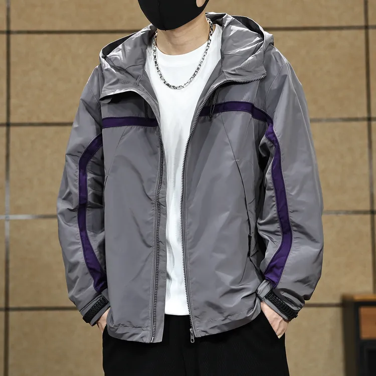 美式机能风冲锋衣外套男款春秋季户外防风连帽夹克百搭宽松上衣服