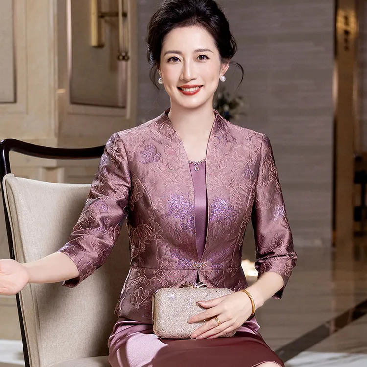 0779高端喜妈妈高贵端庄大气礼服套装日常遮肚年轻款婚宴装两件套