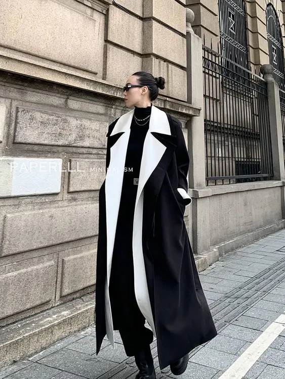品质风衣外套女2025新款爆款洋气高个子长款加长撞色高档轻奢大衣