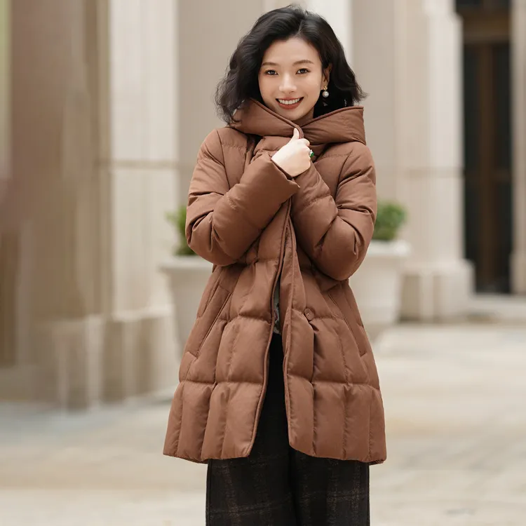 西子/【热力舱】90白鹅绒蓬松度拼羊毛长款羽绒服/YRYF0340