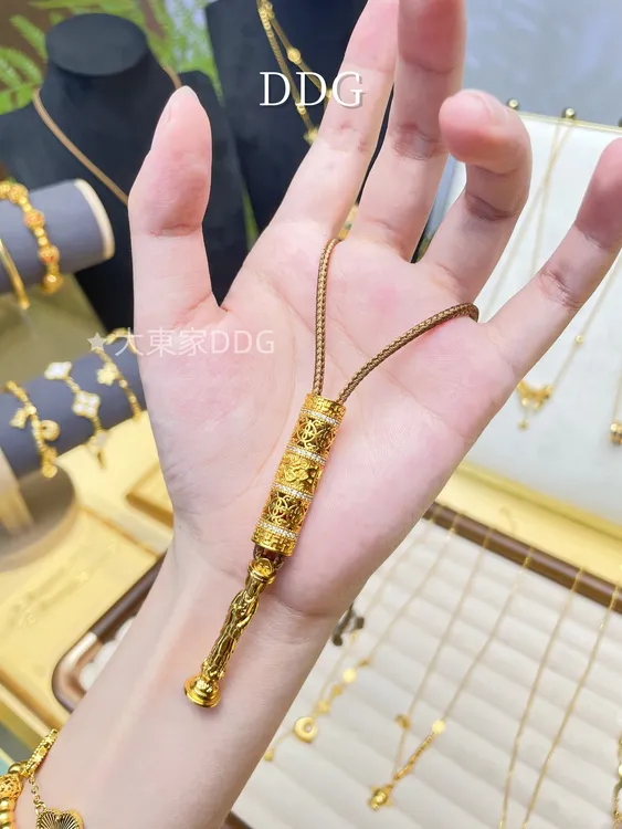 铜合金合成锆石吊坠 【DDG】八宝随身佛带钻吊坠金色编绳项链女挂坠