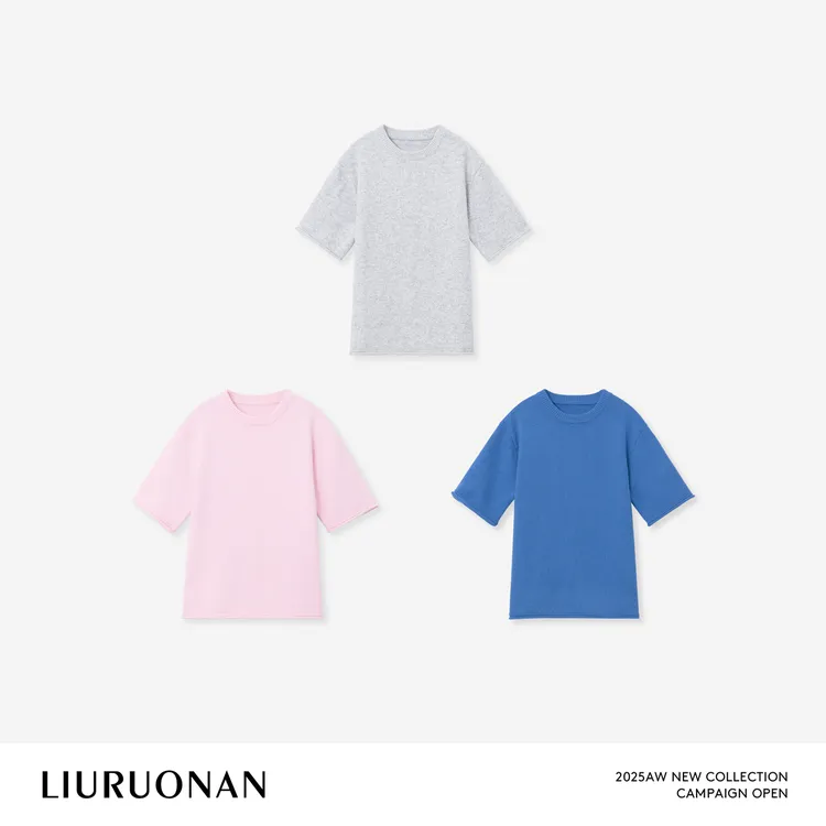 LIURUONAN 25WIN【童话书】粉色圆领短袖宽松休闲羊毛衣秋冬