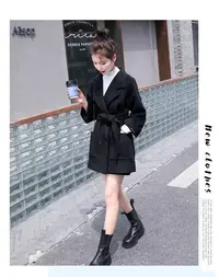 511#衣长72韩版时尚设计感西装面料外套女秋冬高级感气质宽松大衣