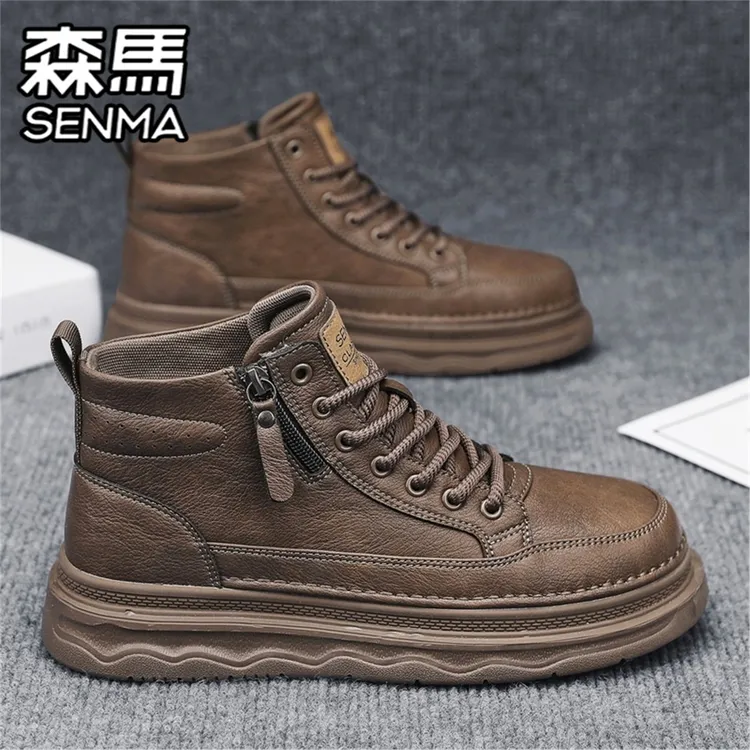 森马美式马丁靴男款冬季2025新款男士高帮休闲皮鞋软底轻便皮靴子