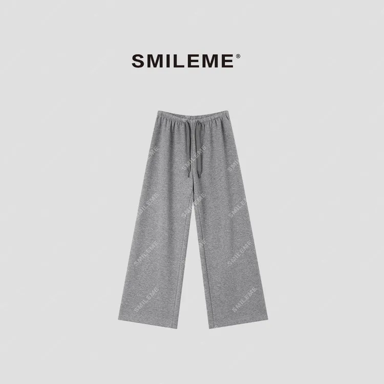 SMILEME【暖熊出没】秋冬羊毛混纺针织百搭保暖阔腿休闲裤R5351011