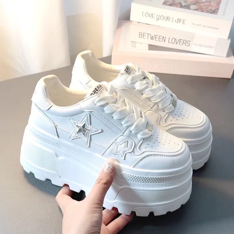 增高9厘米厚底增高小白鞋增高鞋松糕鞋板鞋