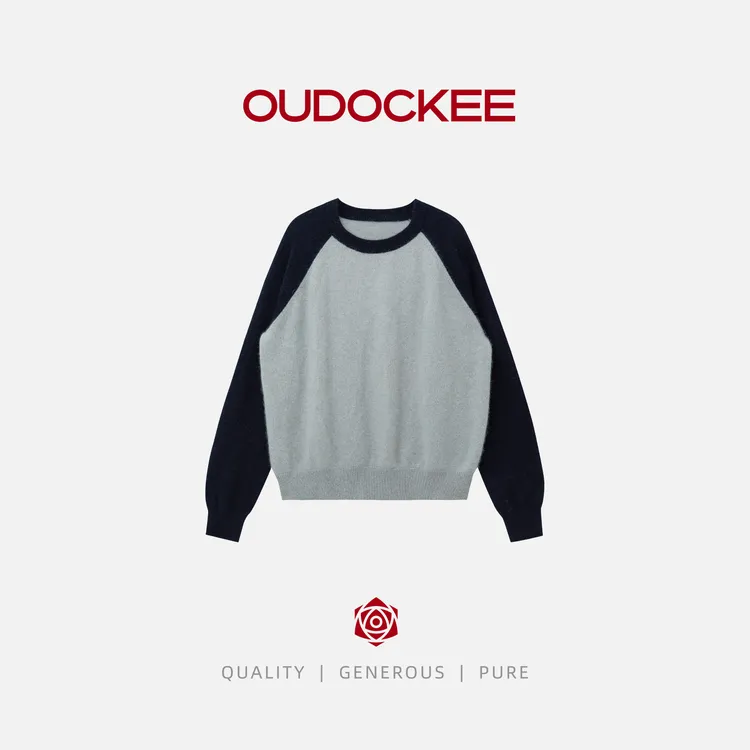 OUDOCKEE 鸥鸥【兔毛+绵羊毛】时尚休闲慵懒风撞色针织衫 MACG833T