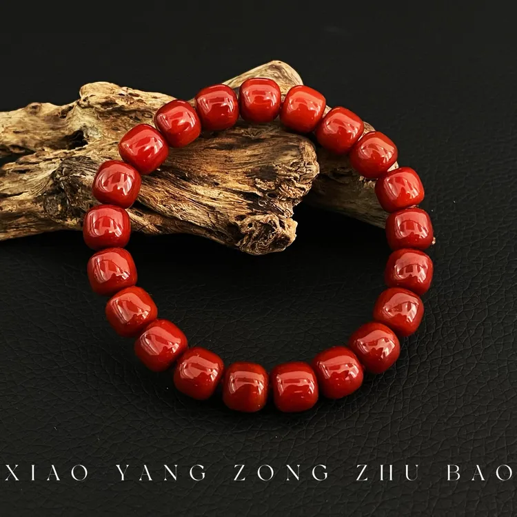 【小杨总珠宝】Y8200 【开播福利】天然柿子红卡9mm老型珠单圈手串   