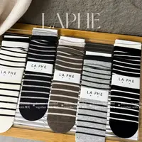 LAPHE 秋冬经典黑白条纹韩版学院风百搭中筒袜