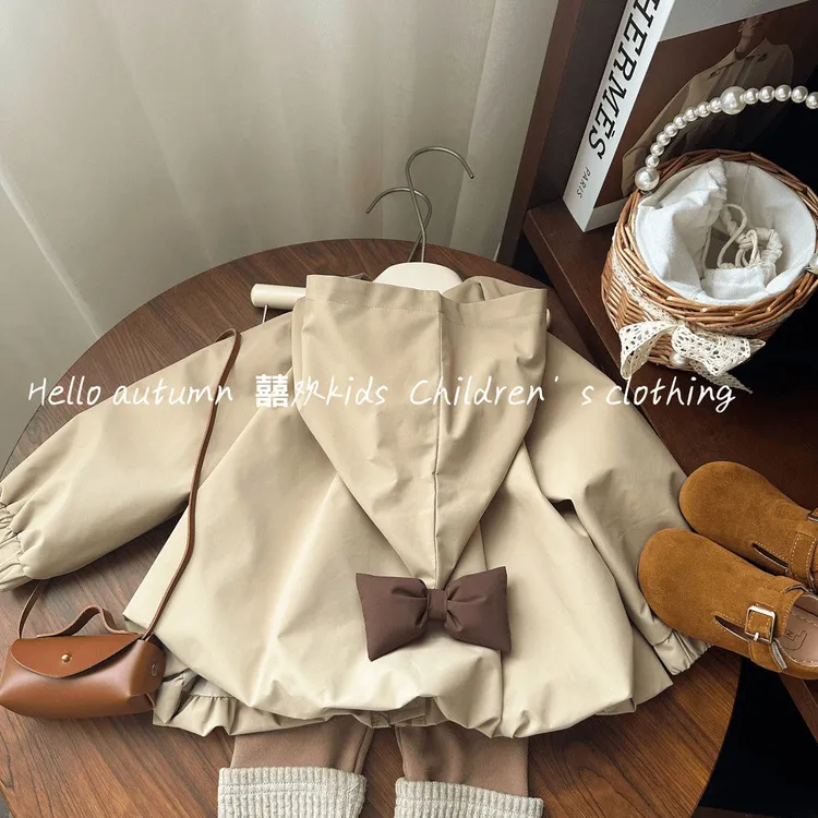 女童春季新款套装洋气甜美蝴蝶结开衫打底裤时尚两件套