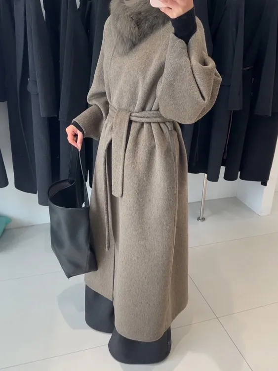 【壹恋家】琥珀流光冬季双面羊毛大衣狐狸毛领韩版宽松