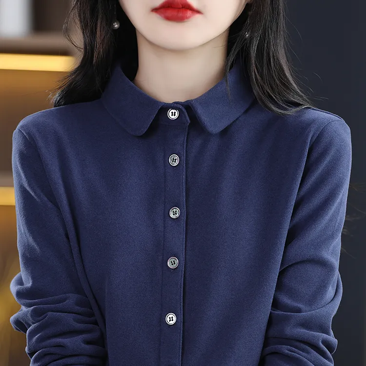 动感哥弟新款25秋冬新款气质翻领德绒衬衫通勤时尚加厚内搭上衣