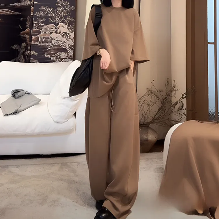 时尚薄款洋气套装显瘦垂感阔腿裤休闲财阀千金女装夏装女装两件