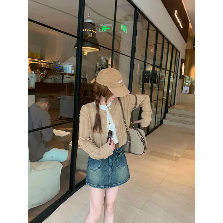  切糕自制【栗子烤奶】小个子初秋女流光风纯欲慵懒感百搭开衫毛衣