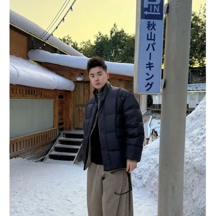 CityDay【楠哥】25AW季度单品 拼皮领厚款老钱羽绒服外套 70355