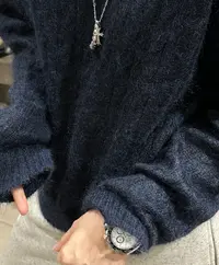 超重磅高比例马海色纺夹色圆领毛衣  J25MY759