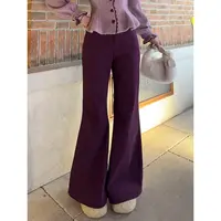 现货【一生罗曼】冬季法式加绒加厚复古休闲显瘦裤子长款直筒裤K774