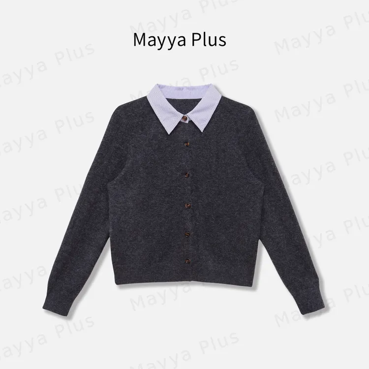 【北欧港湾】Mayya Plus麦芽定制流光风假两件针织开衫上衣32536603