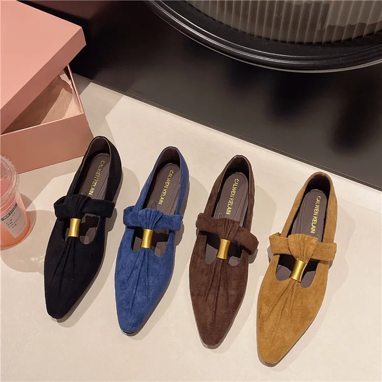 优雅气质包跟单鞋女秋季约会搭裙子平底鞋轻便内增高尖头玛丽珍鞋