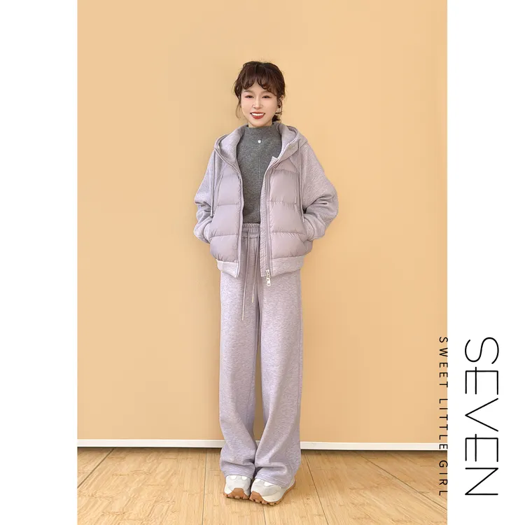 ⑦七七146小个子冬季保暖90白鸭绒羽绒服套装女款裤子两件套小美说