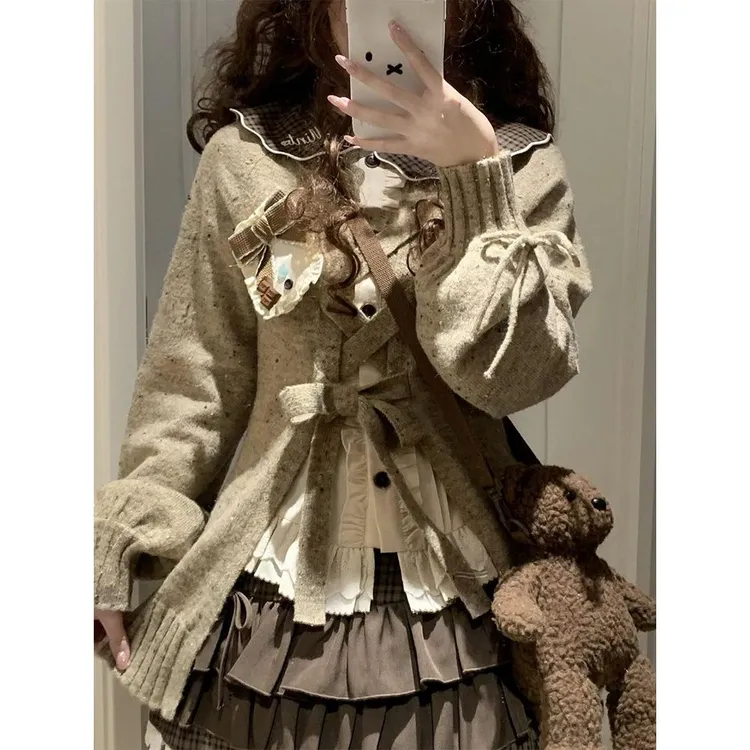 气质甜蜜梦境温柔风千金感针织毛衣外套韩系穿搭氛围感女装