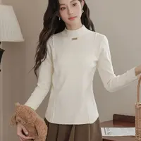 半高领磨毛针织衫纯色秋冬打底衫显瘦常规袖毛衣