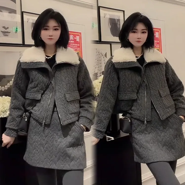 2025秋冬新款时尚显瘦气质网红高档套装女高级百搭宽松大码两件套