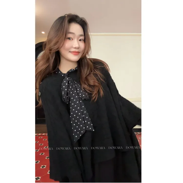 大婉酱微胖定制【圆领斗篷】绵羊毛厚款毛针织衫长袖复古小衫 2920D