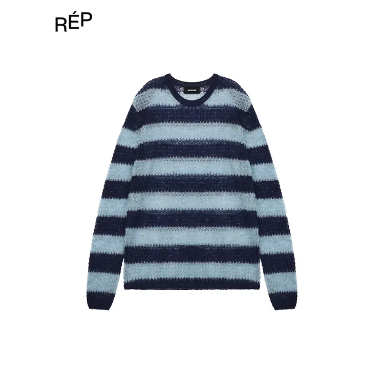 REPWE11DONE设计师品牌蓝色条纹针织套头衫 26PS新款