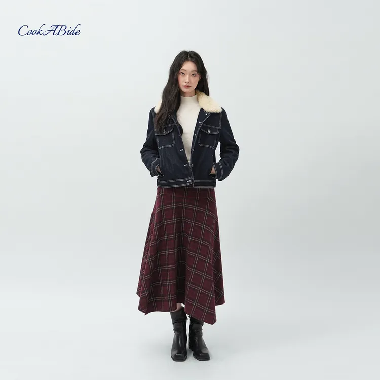 CookABide 羊羔毛内里加绒原色牛仔外套