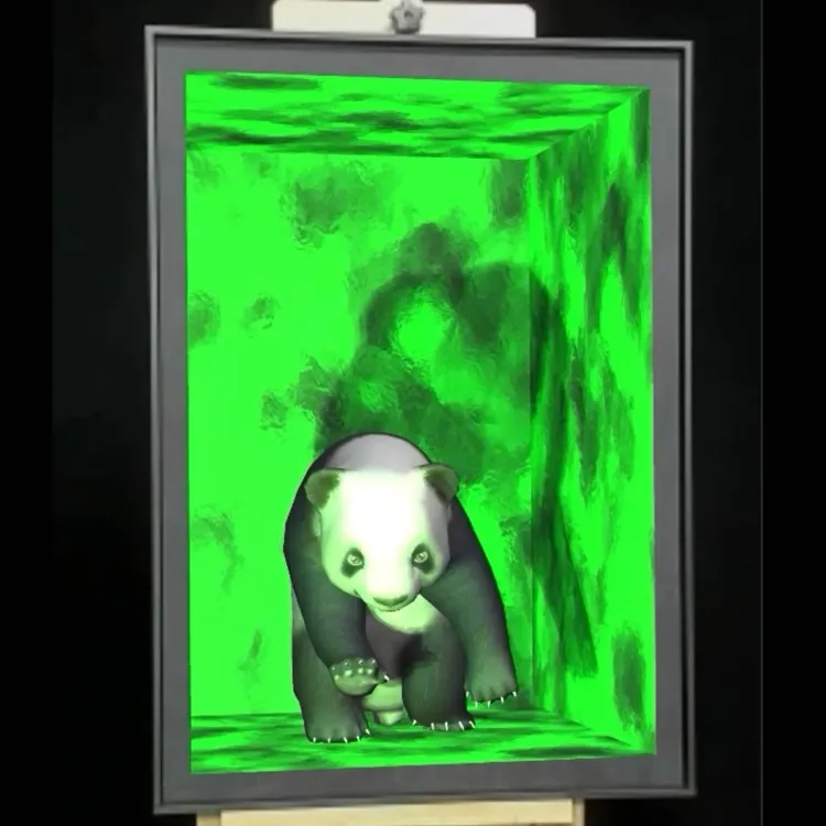 16《熊猫AR成品刺绣装饰画》竖款客厅玄关儿童房办公室茶室书房挂画