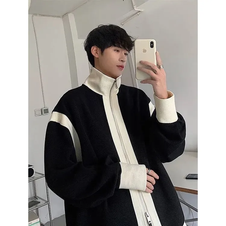 高级感夹克男秋季ins潮牌oversize高街外春秋男士痞帅开衫夹克