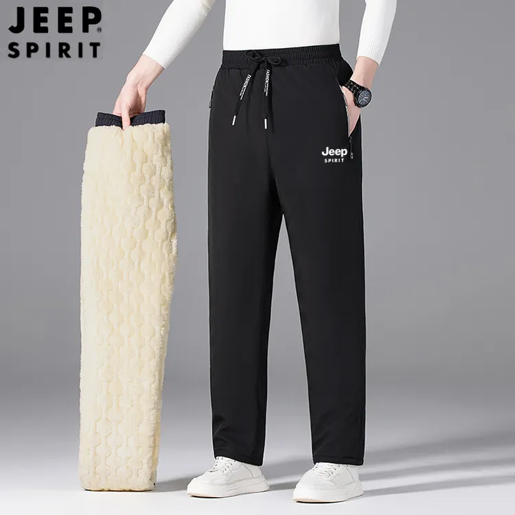 JEEPSPIRIT休闲棉裤男女外穿冬季防风防水加绒加厚休闲保暖雪地裤