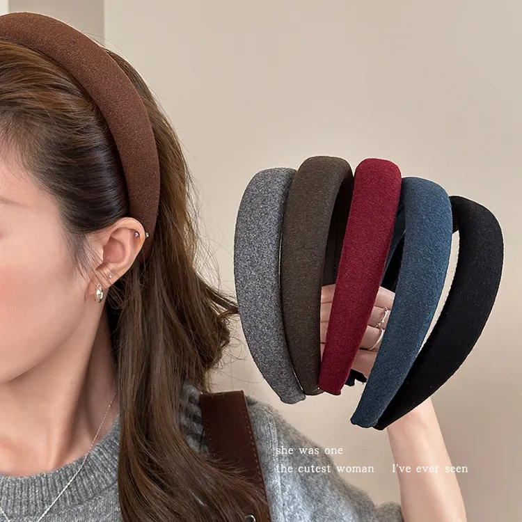 简约纯色毛呢发箍女2025新款高级感洗脸头箍秋冬头饰高颅顶压发卡