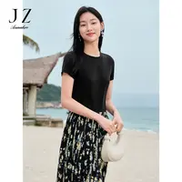 玖姿安娜蔻【星线好物】【BaseLine】KWFX83231莱赛尔羊毛T恤2025夏