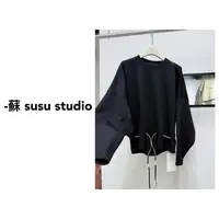 SU  长袖宽松秋季纯色休闲风卫衣圆领抽绳薄款  H0786