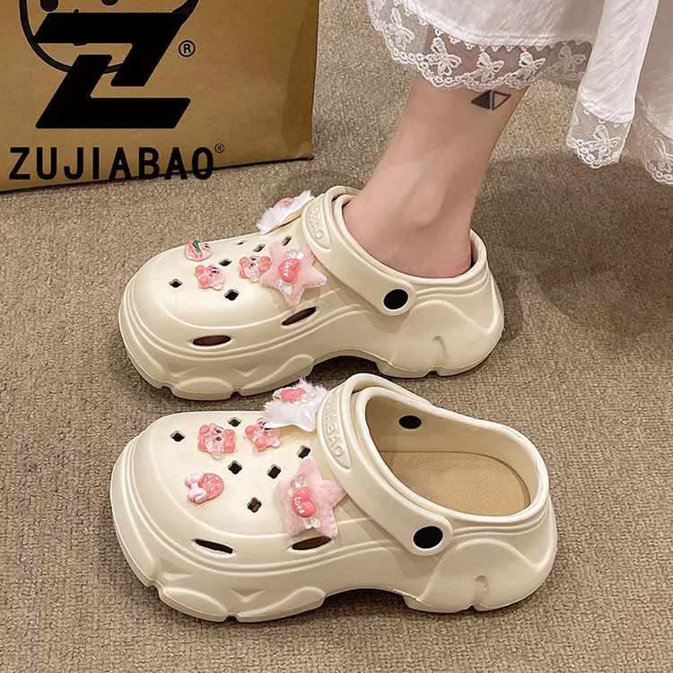 足家宝洞洞款卡通女外穿舒适洞洞鞋夏季夏天凉鞋凉拖鞋外穿