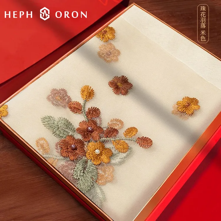 中国风柔软丝巾女2025新款刺绣纱巾高级感仿丝中式旗袍披肩礼盒