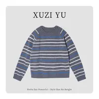 XUZI YU.小个子定制圆领百搭时尚条纹长袖针织毛衣女771-M296-153