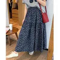 中长裙女性chic风碎花百搭半身裙女士A字群遮胯印花时尚拼接气质