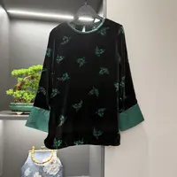 中式上衣复古传统改良秋季女装丝绒素色宽松气质上衣6657