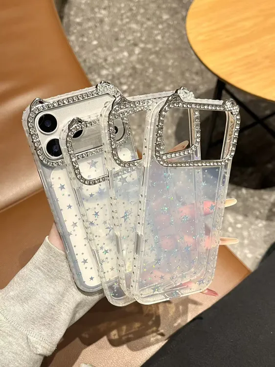 【闪钻边框】猫耳镜头框五角星手机壳适用苹果17/16/15/14/保护壳