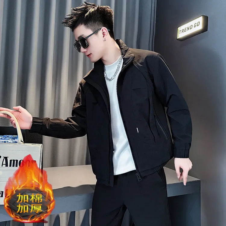 秋冬季男士立领潮流百搭加厚外套2025新款男装休闲夹克男款上衣潮
