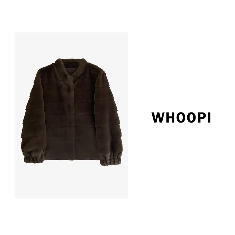 人造皮草 【Whoopi】【琥珀千金】黑标时髦千金轻盈顺滑环保皮草外套