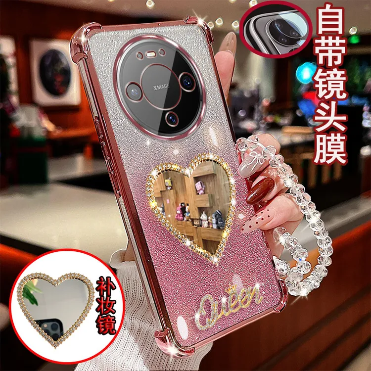适用华为mate80手机壳VYG-AL00镜头全包边爱心镜子防摔保护套女款