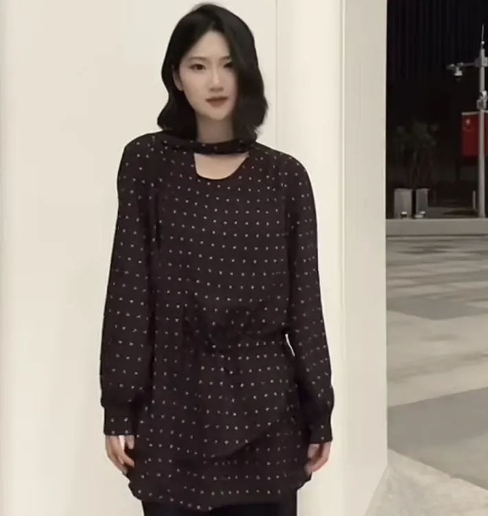 刘十六【清瑶】早秋新款法式波点高级感长袖宽松百搭衬衫上衣FY891