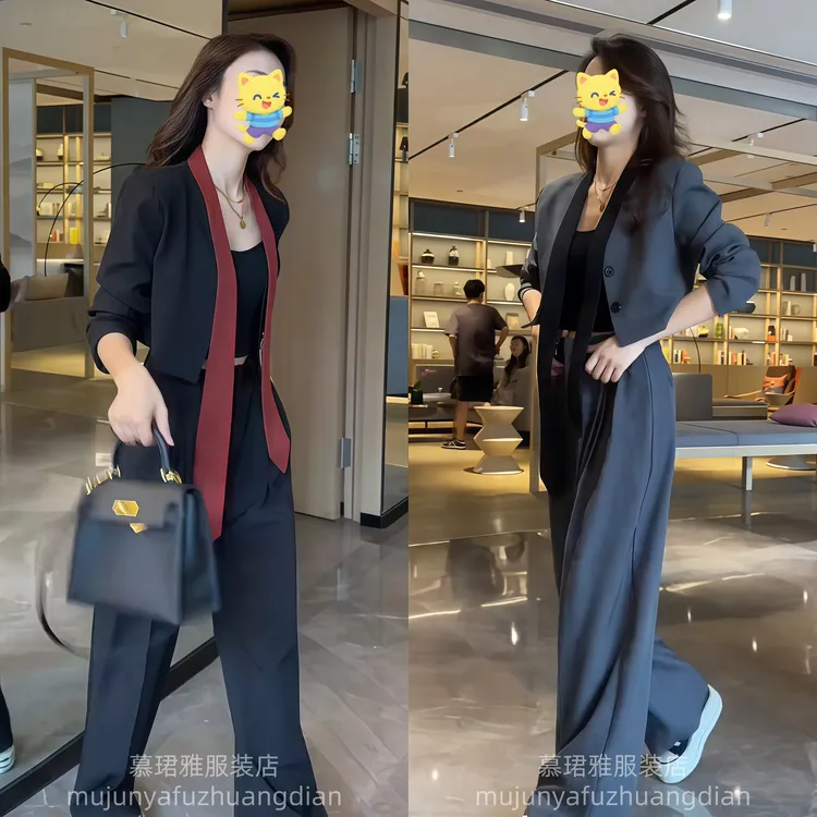 初秋穿搭高级感职业西装套装女2025新款时尚气质休闲阔腿裤两件套